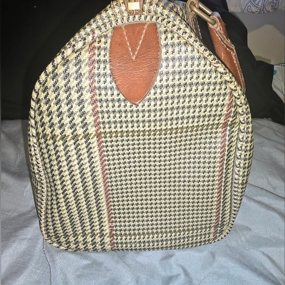 Vintage Ralph Lauren Brown Houndstooth Boston Bag - Picture 3 of 10